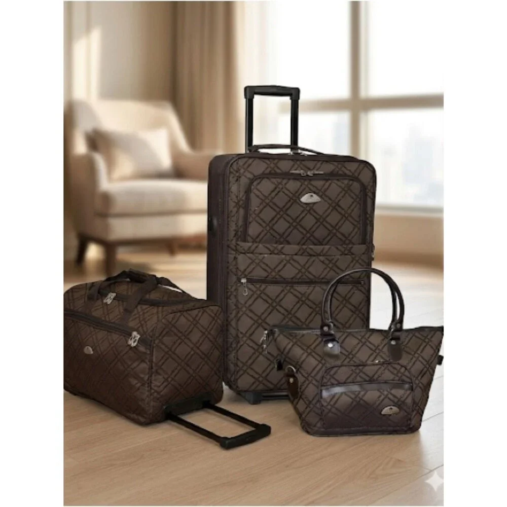 American Flyer Pemberly 3 PC Luggage Set Classic Brown Brown- Travel bag a